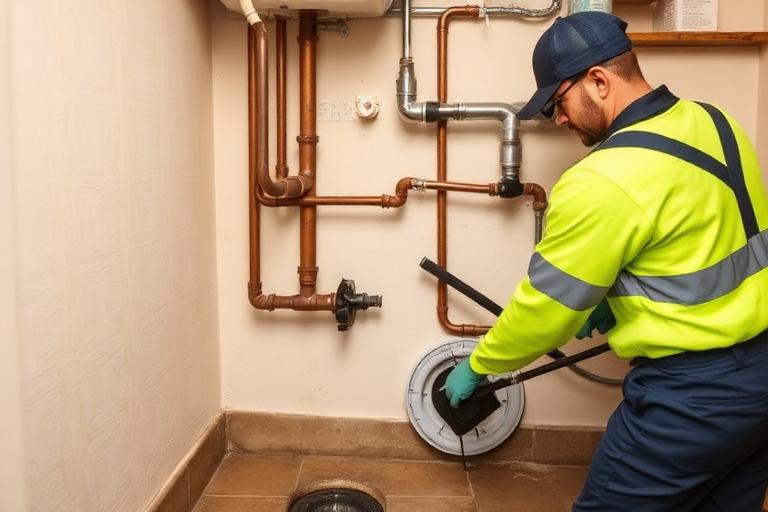 Desentupimento de tanque em área de serviço residencial